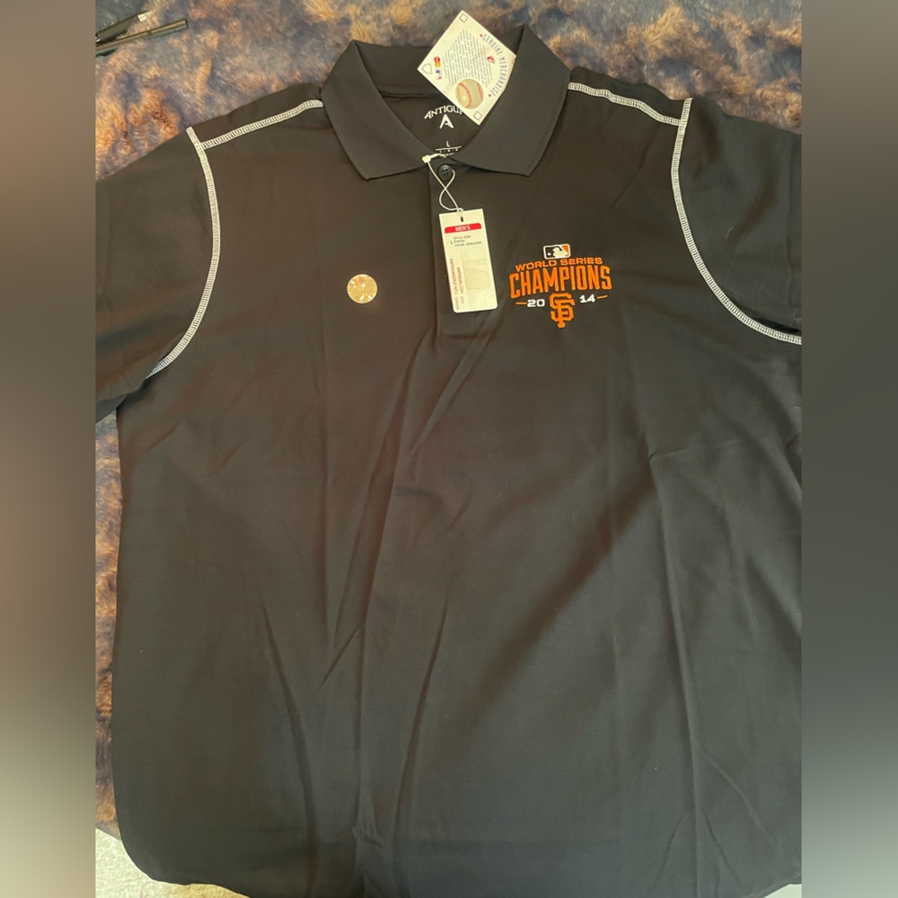 NEW Rare Men’s Antigua Black World Series SF Giants Champions Polo - Picture 6 of 12